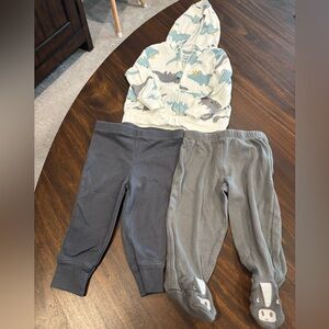 Carters baby hoodie and 2 pants